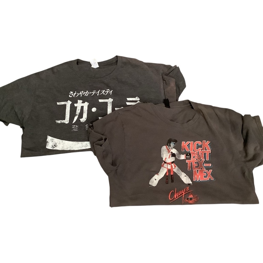 Japanese Coca Cola Graphic Tees - Black & Chuy’s Men’s T Shirt Bundle Size L - Picture 2 of 10